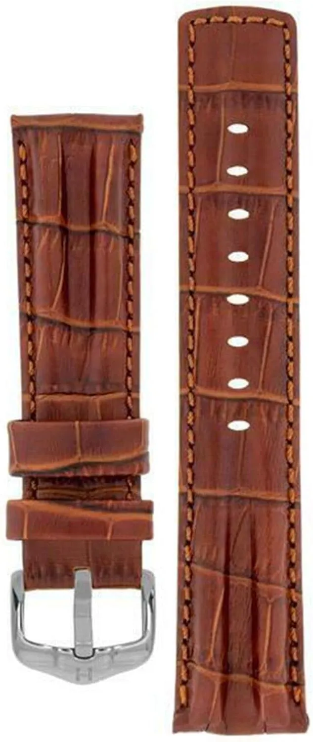 - 18mm, 20mm, 22mm, 24mm HIRSCH Professional Leather informative Watch Strap - Genuine Leather Padded Stitched - Water Resistant - Black, Blue, Golden Brown 