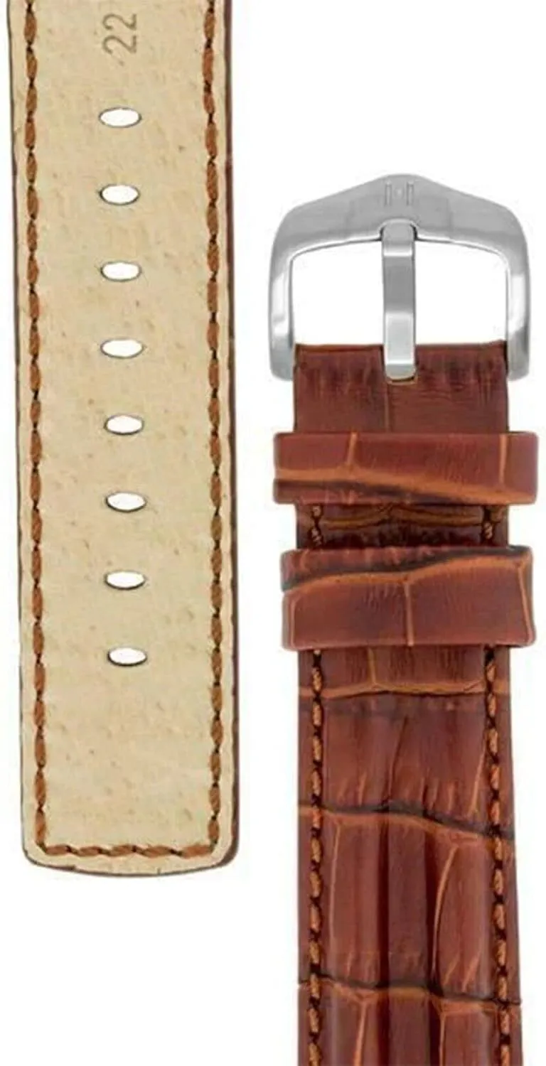 - 18mm, 20mm, 22mm, 24mm HIRSCH Professional Leather informative Watch Strap - Genuine Leather Padded Stitched - Water Resistant - Black, Blue, Golden Brown 
