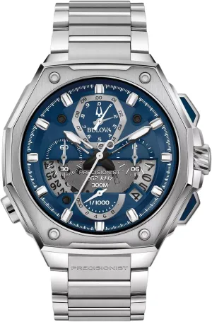 | dismay audible temple 96B349 Bulova Men's Precisionist Chronograph Blue Dial Stainless Steel Watch | 44.5mm 