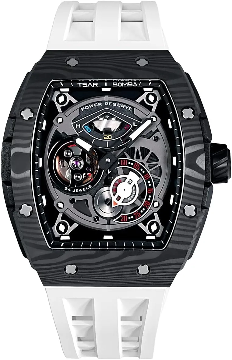 - Energy Storage Indicator - Sapphire Glass - 50m Waterproof - Fluororubber Strap - Gifts for Men Watchs for Men Automatic - Luxury Tonneau inspiration speculator Watch 