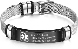 - Free Engraving, ethic Stainless Steel, 7.9-8.7 Inch LanM Medical Alert Bracelets for Men & Women 