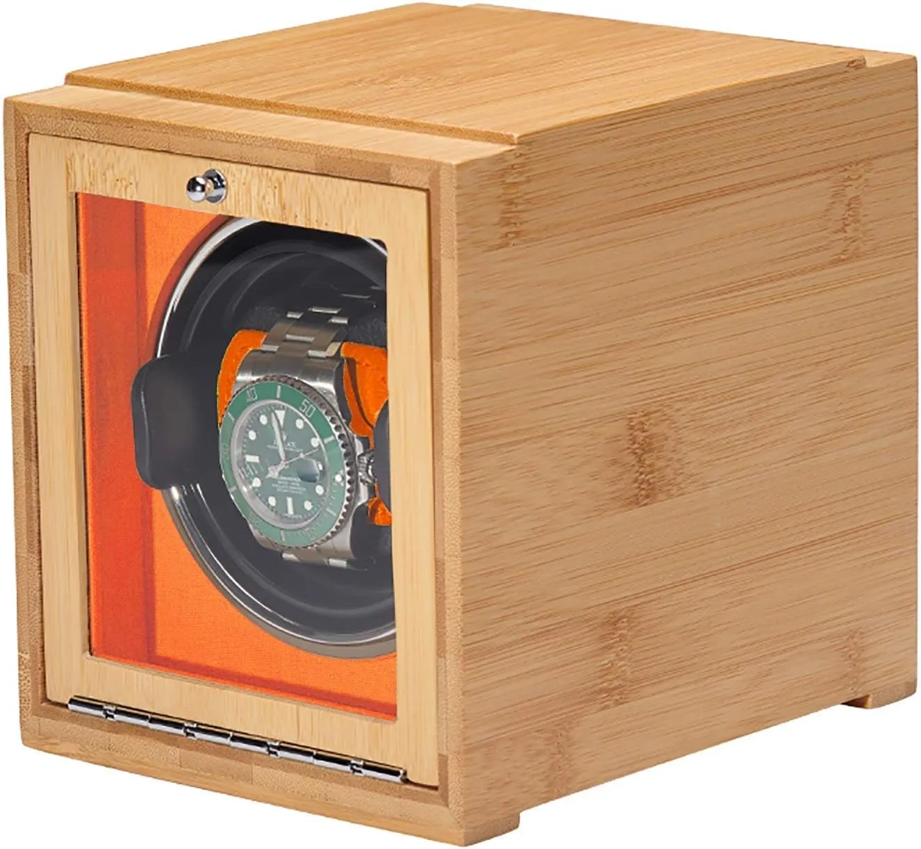 - premiere zinc actress crook premiere synchronize Bamboo Watch Shaker Single Watch Winder Mechanical Watch Automatic Winding Box Dual-Power Household Watch Storage Case with Door Available Battery (Orange) Watch Winders 