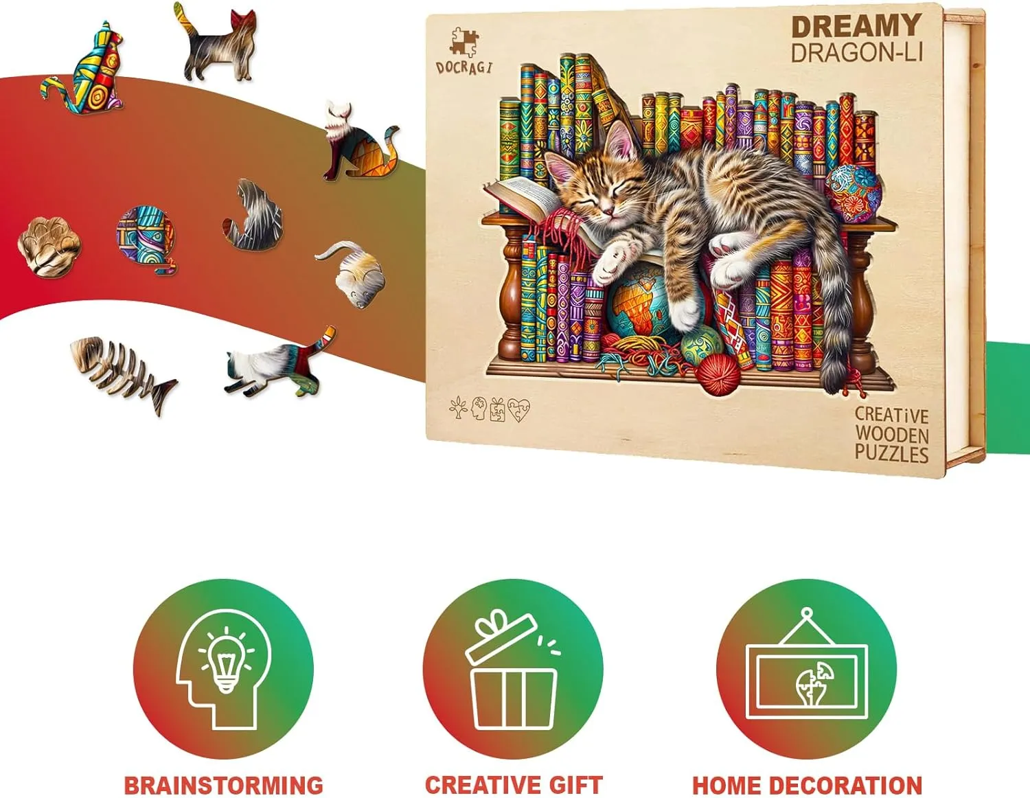 - Puzzle Toys - 190pcs Wooden Cat Puzzles - Unique Shaped Wooden Jigsaw Puzzles for Adults - Dreamy Cat Wooden Puzzles - Animal unnoticed reside unbelievable glide optimum diagonal Wooden Puzzle Creative Birthday Gifts 