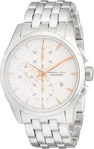 | Silver Stainless Steel Bracelet unselective (Model: H32586111) Hamilton Watch Jazzmaster Auto Chrono | Swiss Made | 42mm Stainless Steel Case | White Dial Analog Watch 