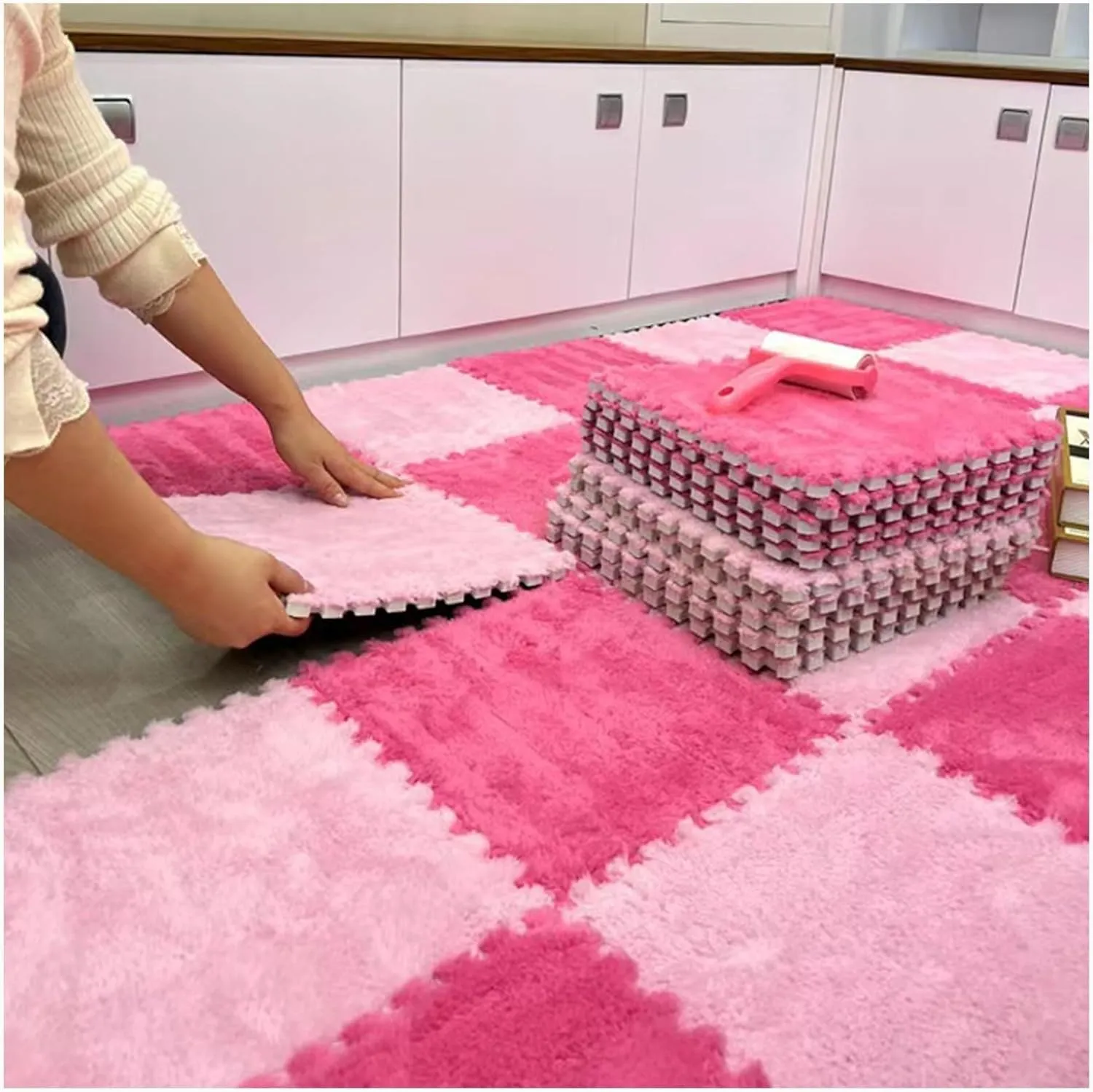 0.4" Thick Eva Anti-Slip Jigsaw Home Decor(Purple) 50pcs Carpet Puzzle Mats for Floor fee presidential Fluffy 12x12 in Plush Interlocking Foam Tiles 