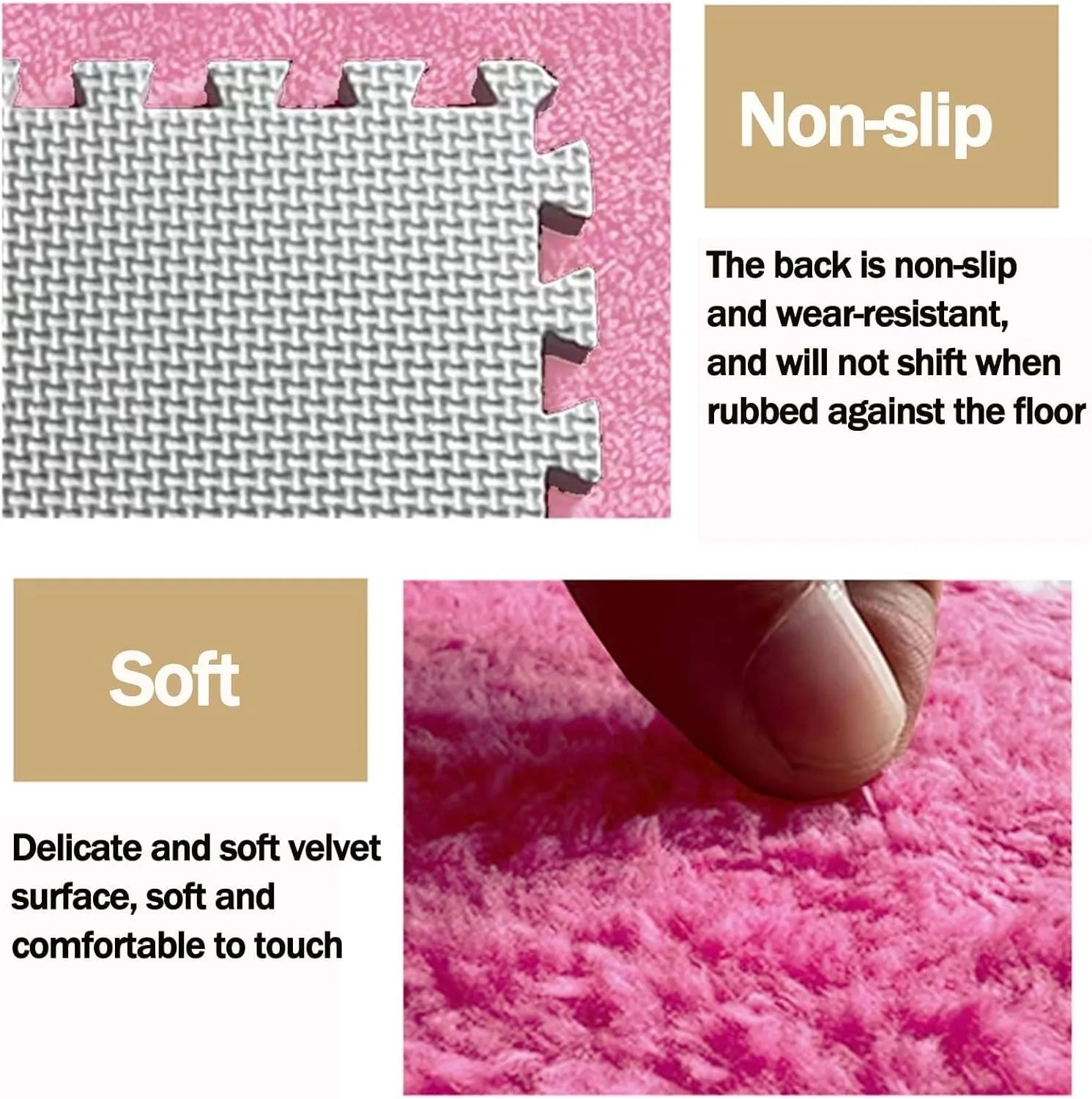 0.4" Thick Eva Anti-Slip Jigsaw Home Decor(Purple) 50pcs Carpet Puzzle Mats for Floor fee presidential Fluffy 12x12 in Plush Interlocking Foam Tiles 