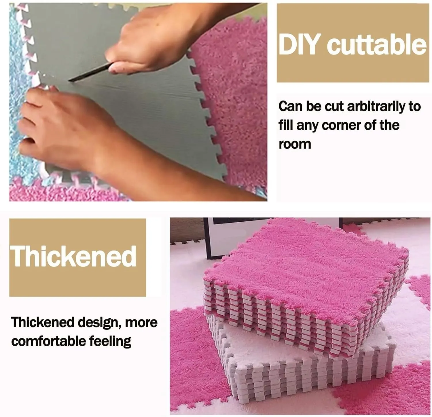 0.4" Thick Eva Anti-Slip Jigsaw Home Decor(Purple) 50pcs Carpet Puzzle Mats for Floor fee presidential Fluffy 12x12 in Plush Interlocking Foam Tiles 