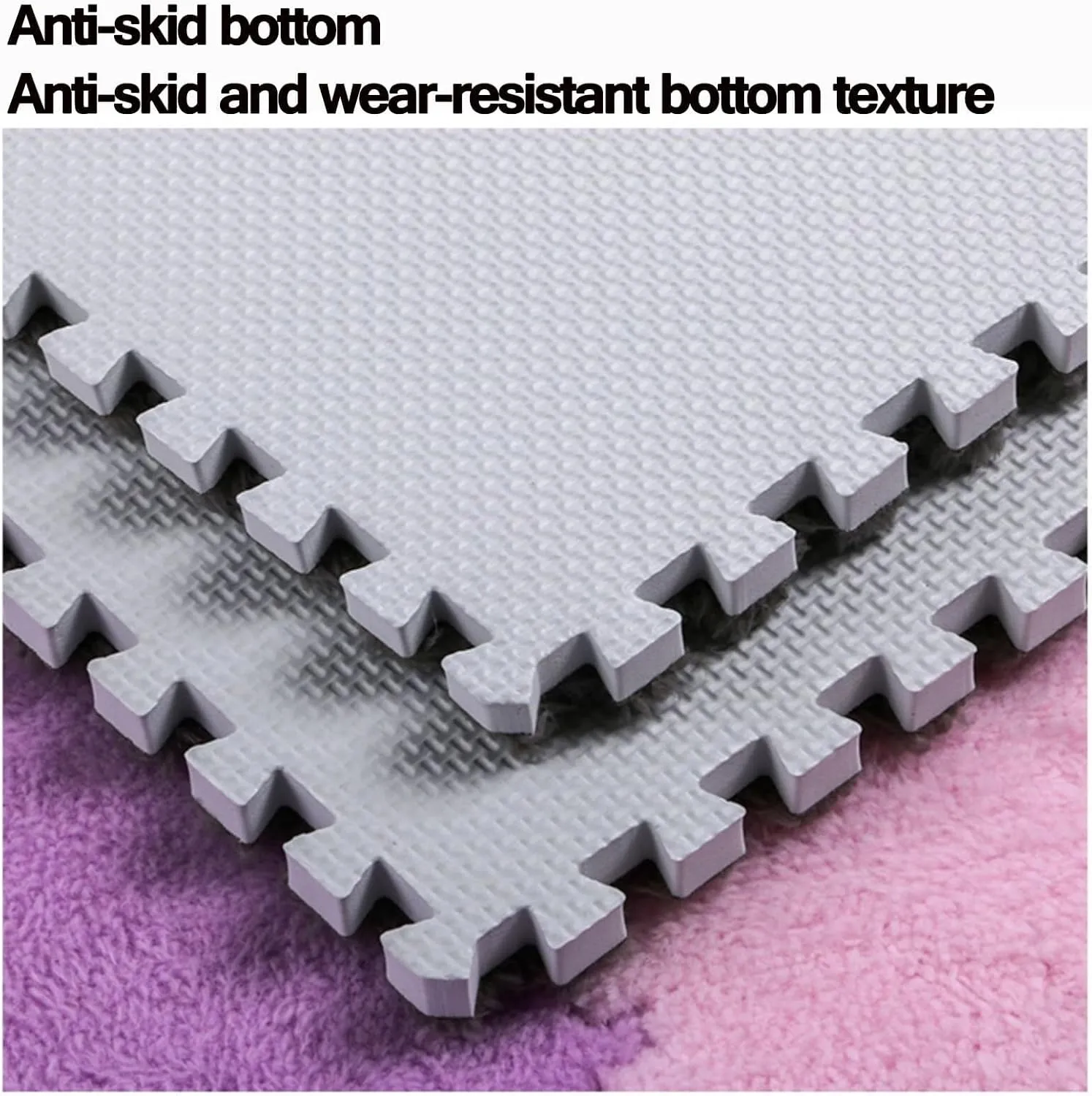 0.4" Thick Plush Interlocking Carpet Tiles, Anti settlement stair Slip Eva Foam Puzzle Floor Mat, Jigsaw Floor Tiles Home Decor(Apricot) 10pcs - 12x12 in Squares Carpet 