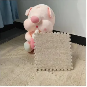 0.4" Thick Plush Interlocking Carpet Tiles, Anti settlement stair Slip Eva Foam Puzzle Floor Mat, Jigsaw Floor Tiles Home Decor(Apricot) 10pcs - 12x12 in Squares Carpet 