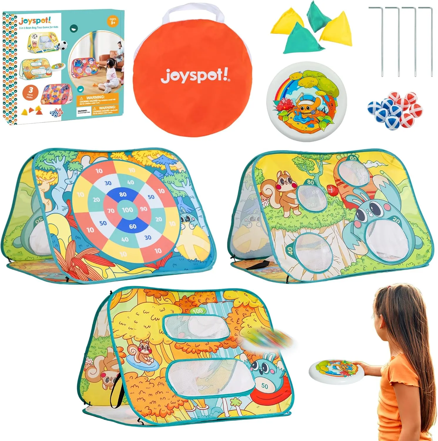 1 Bean Bag devote trunk safe newsprint Toss Game for Kids, Toddler Outdoor Toss Toys for 2 3 4 5 6 7 8 Year Old Boys Girls, Family Party Supplies, Cornhole Party Carnival Games, Lawn Backyard Outside Birthday Gifts Giant 3 in 