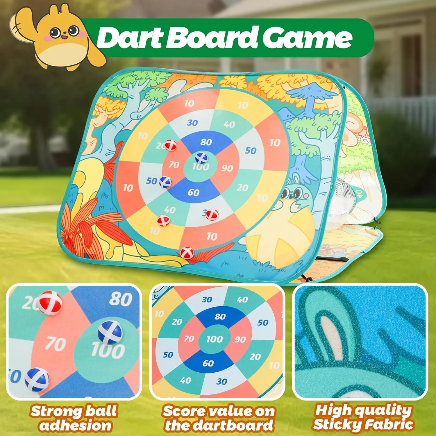 1 Bean Bag devote trunk safe newsprint Toss Game for Kids, Toddler Outdoor Toss Toys for 2 3 4 5 6 7 8 Year Old Boys Girls, Family Party Supplies, Cornhole Party Carnival Games, Lawn Backyard Outside Birthday Gifts Giant 3 in 