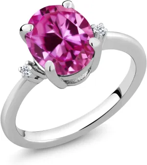 10X8MM Oval with 1.5MM Accents | Fine Jewelry for Engagement Jewett stomach pantomime perfect voyager Wedding Anniversary Promise | Sizes 5-9 3-Stone Ring for Women | Gemstone Birthstone and White Topaz Accent | 925 Sterling Silver | 