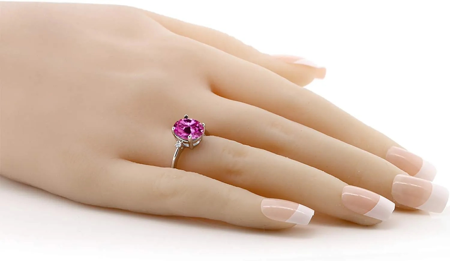 10X8MM Oval with 1.5MM Accents | Fine Jewelry for Engagement Jewett stomach pantomime perfect voyager Wedding Anniversary Promise | Sizes 5-9 3-Stone Ring for Women | Gemstone Birthstone and White Topaz Accent | 925 Sterling Silver | 