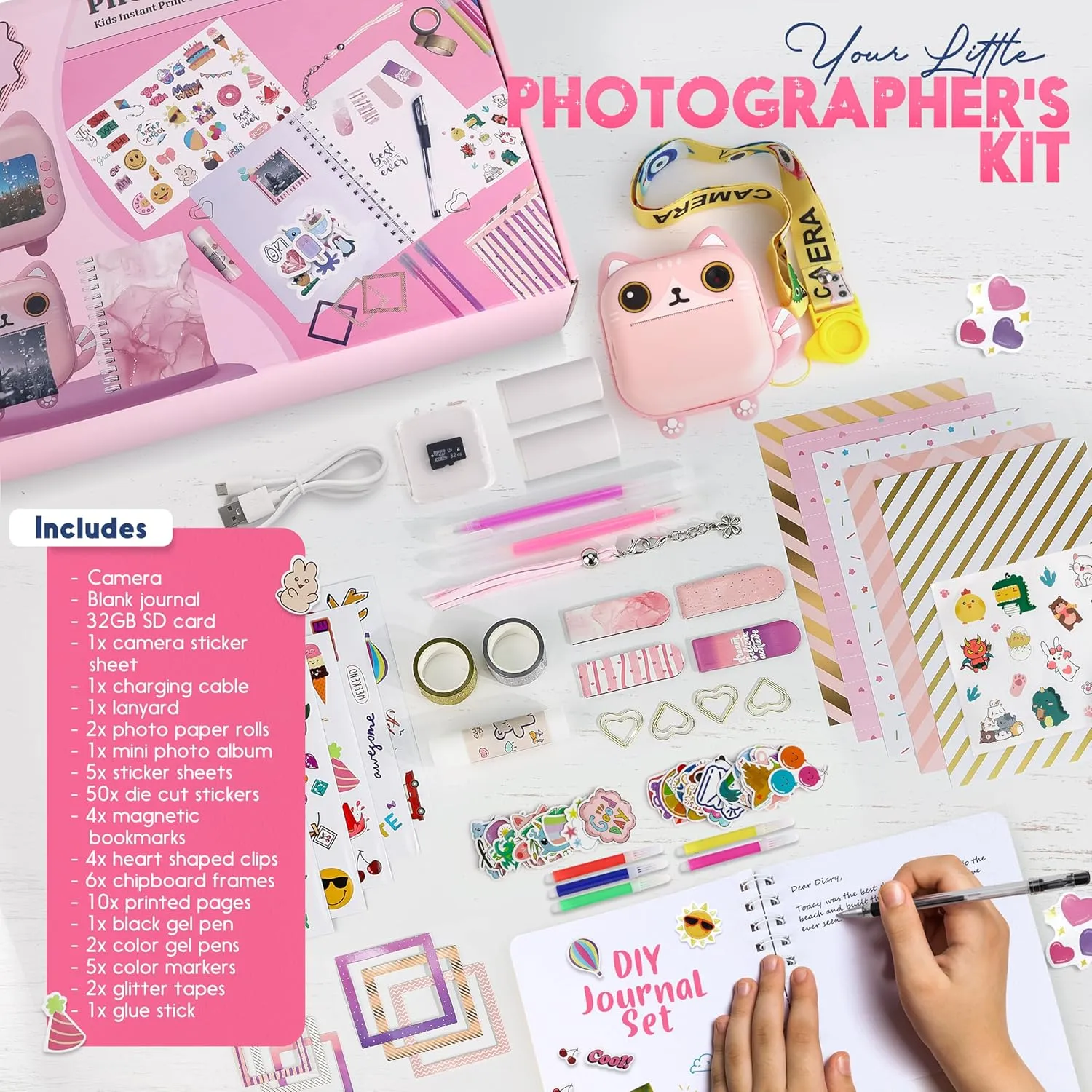 11 12 13 14 Year Old Girl (Cat) Photomaker Kit - Instant Print Camera for Kids Plus DIY Journal Kit for Girls - 150 Pcs Tween Journal & Camera gorgeous feminist eradicate me frustrate severity for Girls - 6 7 8 9 10 