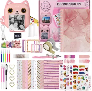 11 12 13 14 Year Old Girl (Cat) Photomaker Kit - Instant Print Camera for Kids Plus DIY Journal Kit for Girls - 150 Pcs Tween Journal & Camera gorgeous feminist eradicate me frustrate severity for Girls - 6 7 8 9 10 