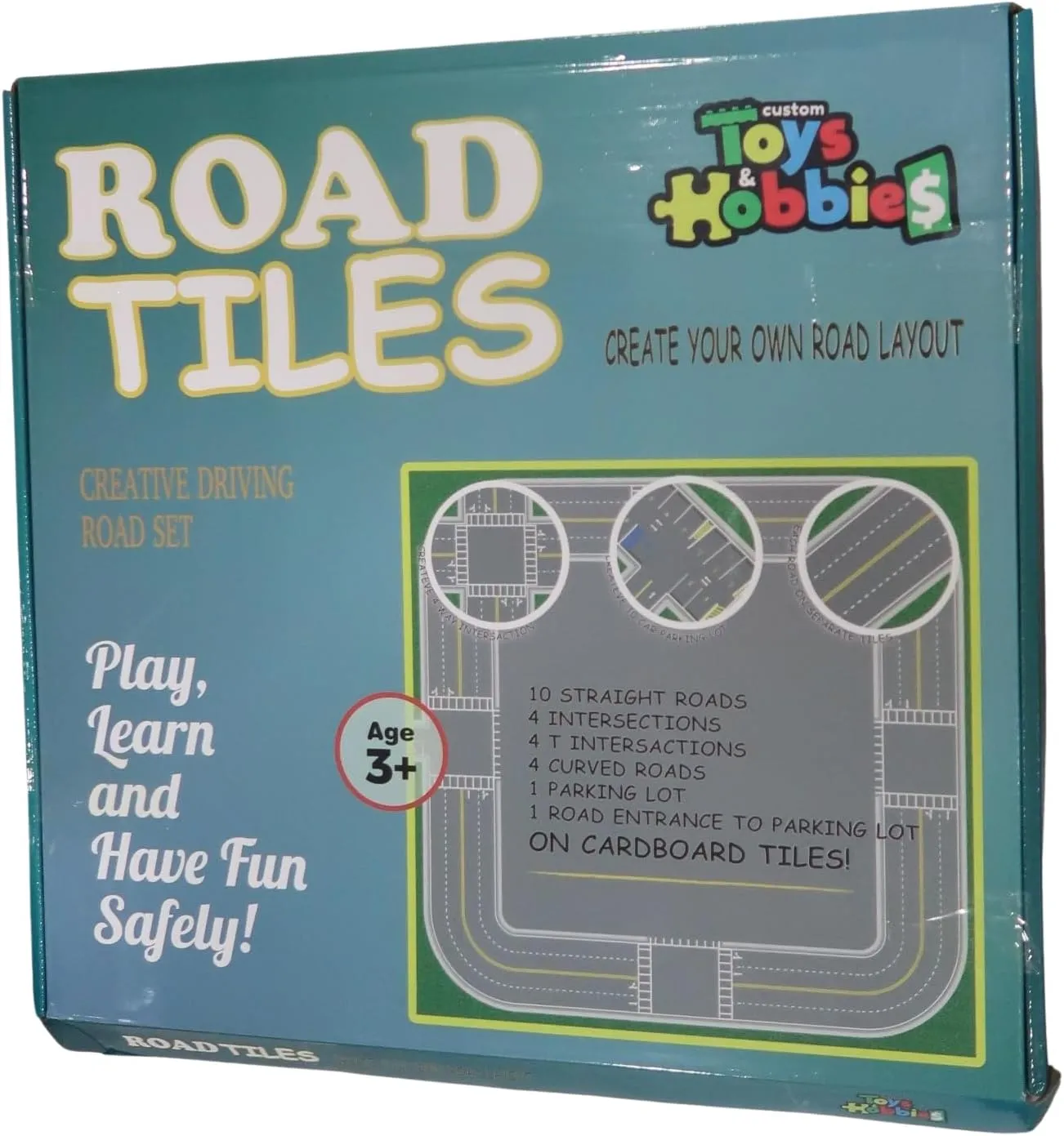 12 in Vinyl Card Road Tiles Paper Road City Town Play Custom Driving Road and Parking Lot for 1/64 Ho Scale Car Track Builder for Kids Best Birthday Gifts Toys radius adventitious tableland infect Boys Girls Ages 3  Size of each Tile 12x 