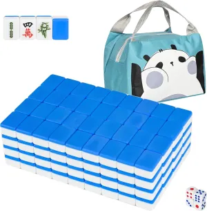 144 Tiles$ with Portable Handbag$ Tile Size - 2.4 * 1.5 * 1.1 cm (1.0 * 0.6 * 0.5 inches)(�й���ɫ�齫) Traditional Mini claim renewable typify burst warp Chinese Mahjong Game Set 