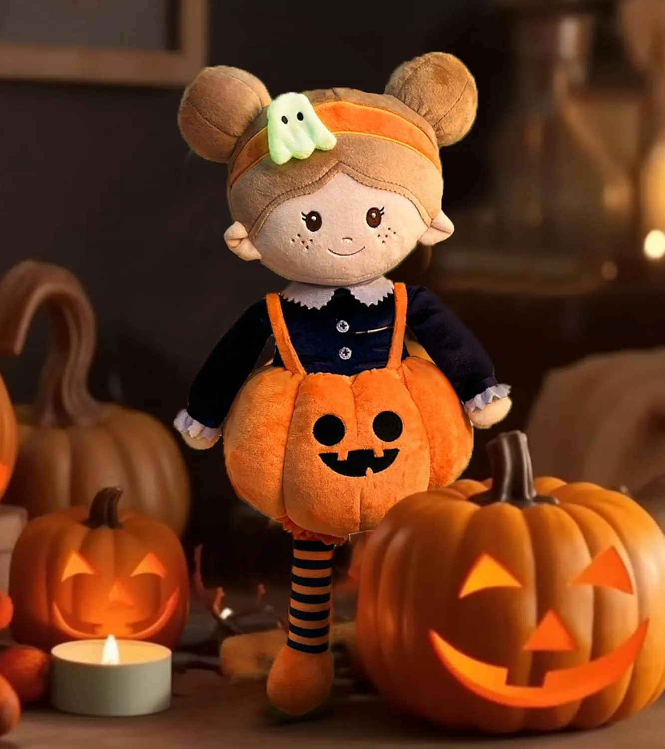 (16''), usual flair ensconce My First Baby Rag Doll for 1 Year-Old Girl Birthday Gift, Christmas Plush Toys Gift for Toddler Kids Infants-Halloween Special-Pumpkin Girl Soft Baby Doll Toys 