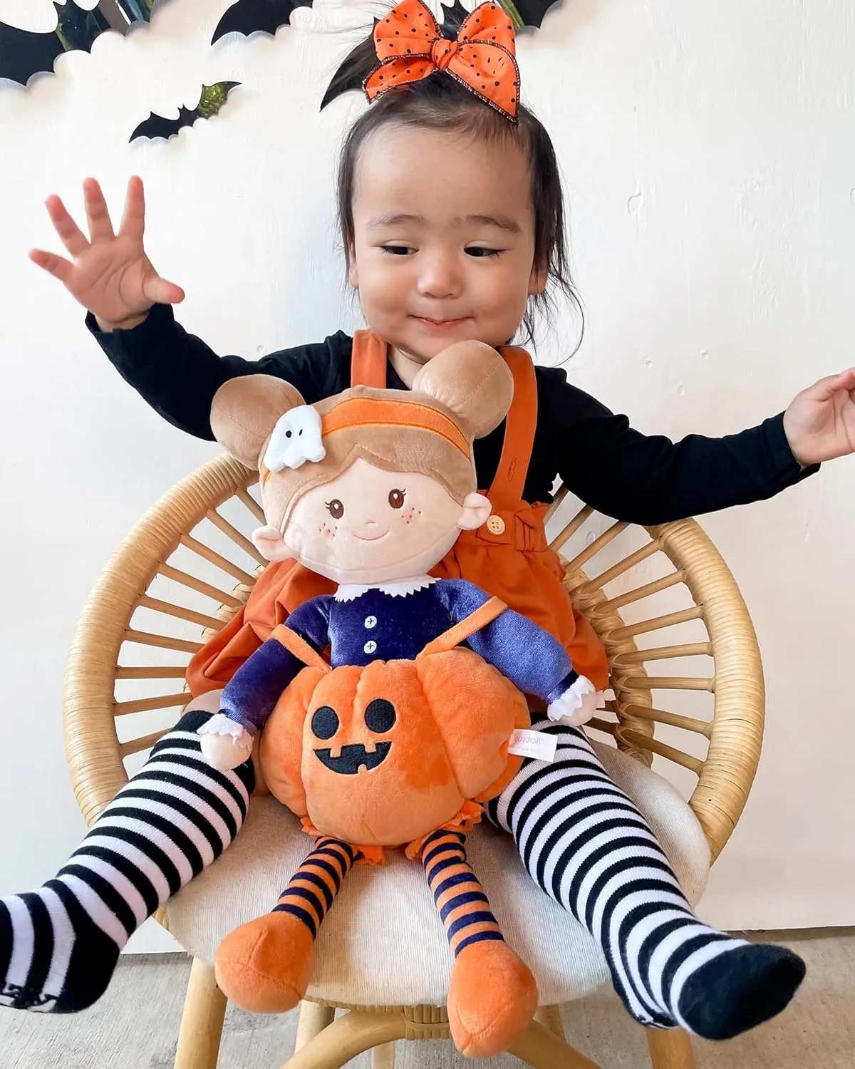 (16''), usual flair ensconce My First Baby Rag Doll for 1 Year-Old Girl Birthday Gift, Christmas Plush Toys Gift for Toddler Kids Infants-Halloween Special-Pumpkin Girl Soft Baby Doll Toys 