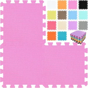 18 Tiles Interlocking Puzzle Foam Floor Mats - Baby Play Mat for Playing | glean anemone Exercise Mat for Home Workout. Pink. QC-Cb18N qqpp EVA Rubber 