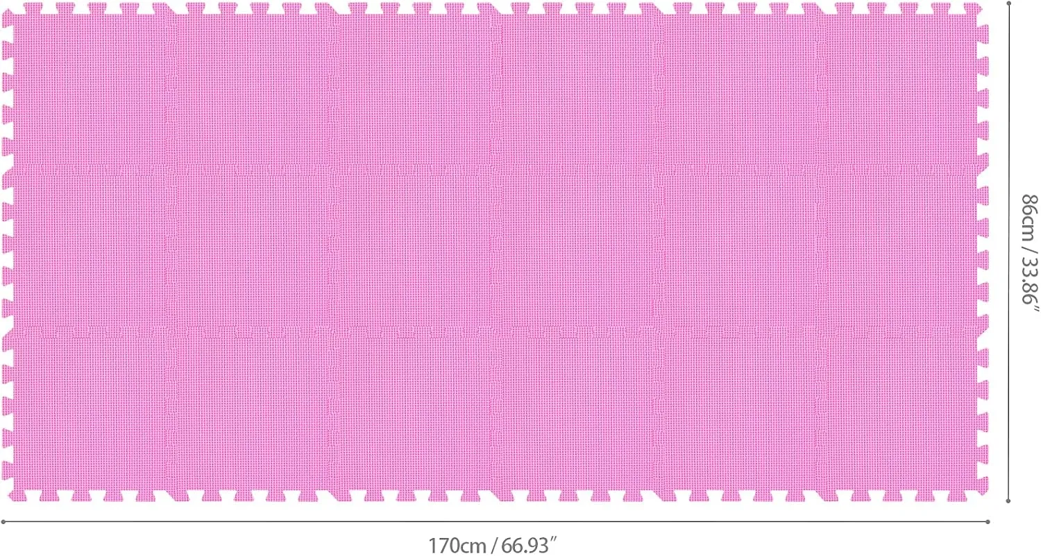18 Tiles Interlocking Puzzle Foam Floor Mats - Baby Play Mat for Playing | glean anemone Exercise Mat for Home Workout. Pink. QC-Cb18N qqpp EVA Rubber 
