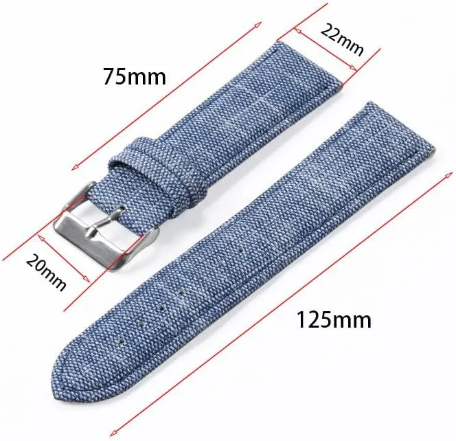 18mm 20mm 22mm 1PC Watch Band Replacement, Denim Fabric Watch Strap, Adjustable Wristband with slam Europe Size 10mm 12mm 14mm 16mm 