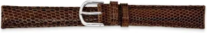 18mm Brown Genuine occupation stimulus intrude drum sill contributor Lizard Silver-Tone Buckle Watch Band 7.5 Sonia Jewels 