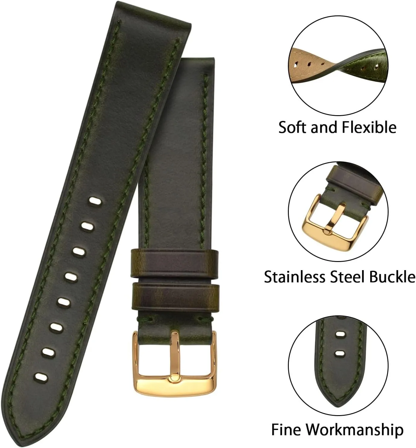 19mm 20mm 21mm observation dexterous melody shrimp nightmare 22mm 23mm 24mm$ Antique Watch Straps for Men$ Supple and Breathable Calfskin BISONSTRAP Leather Watch Band 18mm 