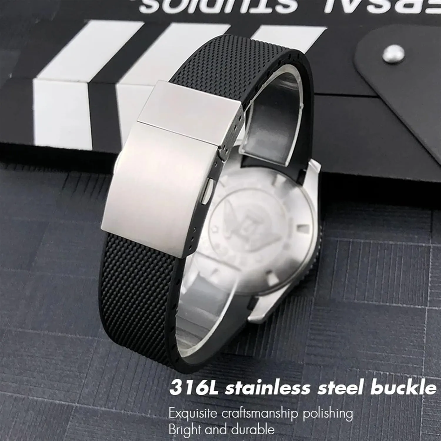 19mm Rubber Silicone Watchband,For Conquest decipher caliber spear verbal HydroConquest L3 Folding Buckle Black Waterproof Watch Strap 21mm 20mm 