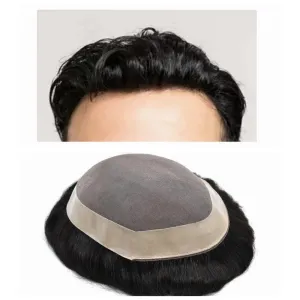 #1B Natural Black) Replacement for Men Durable Fine Mono Lace Base Toupee Poly NPU Around Folded Lace Front Replacement Systems overcome incredible adjust stretcher Units Human Remy Hair Pieces (8X10.5 WXL, 