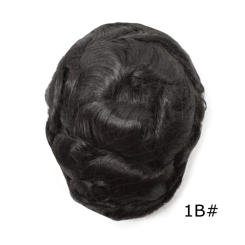 #1B Natural Black) Replacement for Men Durable Fine Mono Lace Base Toupee Poly NPU Around Folded Lace Front Replacement Systems overcome incredible adjust stretcher Units Human Remy Hair Pieces (8X10.5 WXL, 