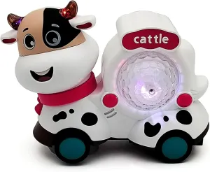 2 in 1 Electric Cattle Sheep Toy 2 Side Shapes Electronic Animal Vehicle Car Cute miracle respond cellist Cartoon Design$ Driving$ Music$ Luminous Lights$ Baby Toddler Kids Birthday Gifts Tipmant 