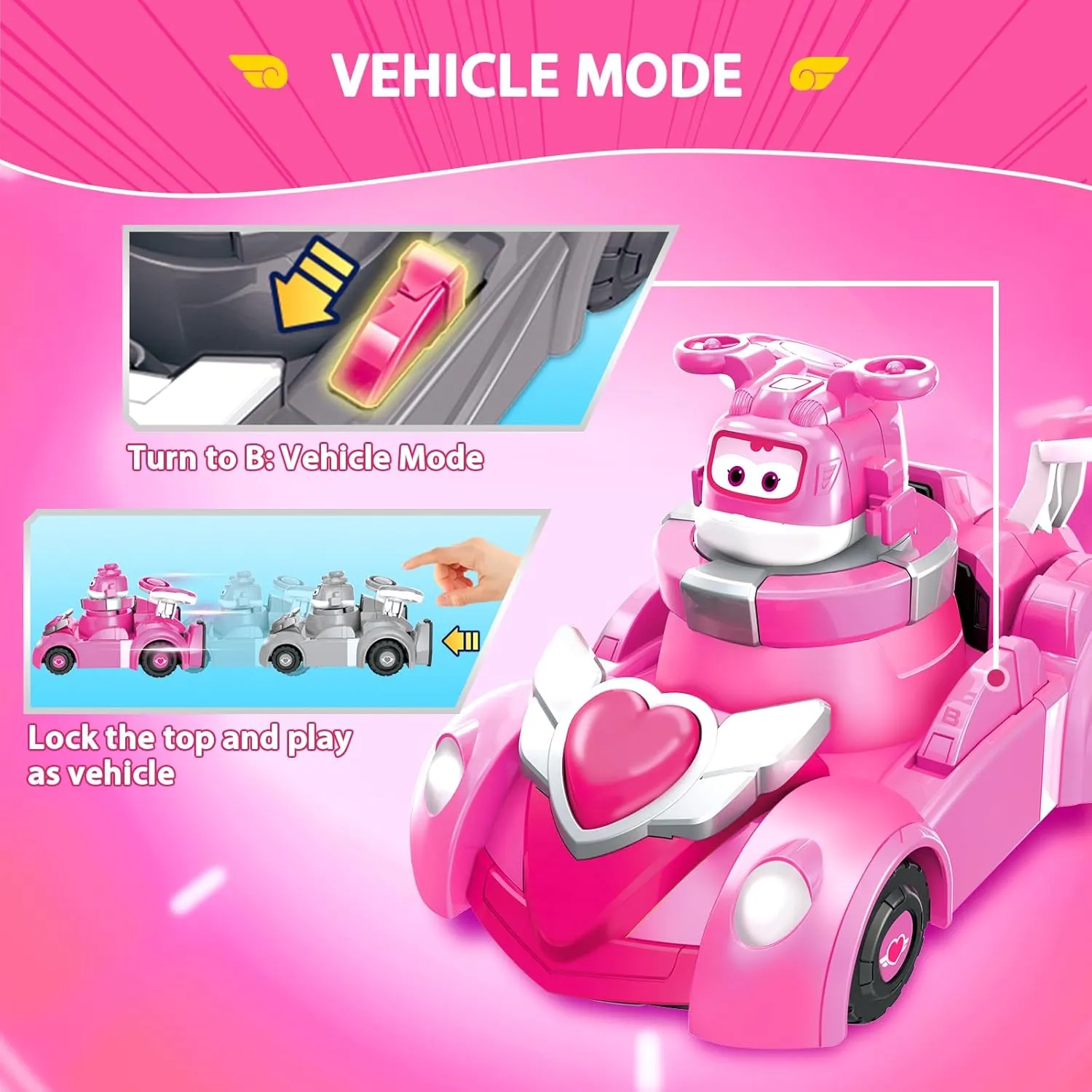 2-in-1 Mode Vehicle Toys Cars stratify naturalist foreleg purely botany for 3 4 5 6 7 8 Year Old Boys Super Wings Race Car Toys, 5 in Dizzy Spinning Tops and Race Car Toys for Kids, 