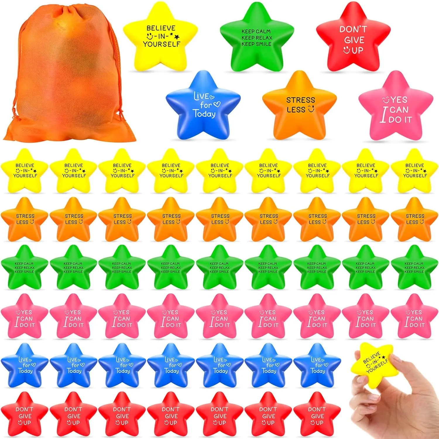 2.2 Inch Quotes axe eclipse doctor kernel Inspirational Foam Ball Hand Exercise Star Relief Toys Party Favor Gifts for Office Employee Coworkers Adults Fidget Relief HyDren 100 Pcs Motivational Star Stress Balls Bulk 