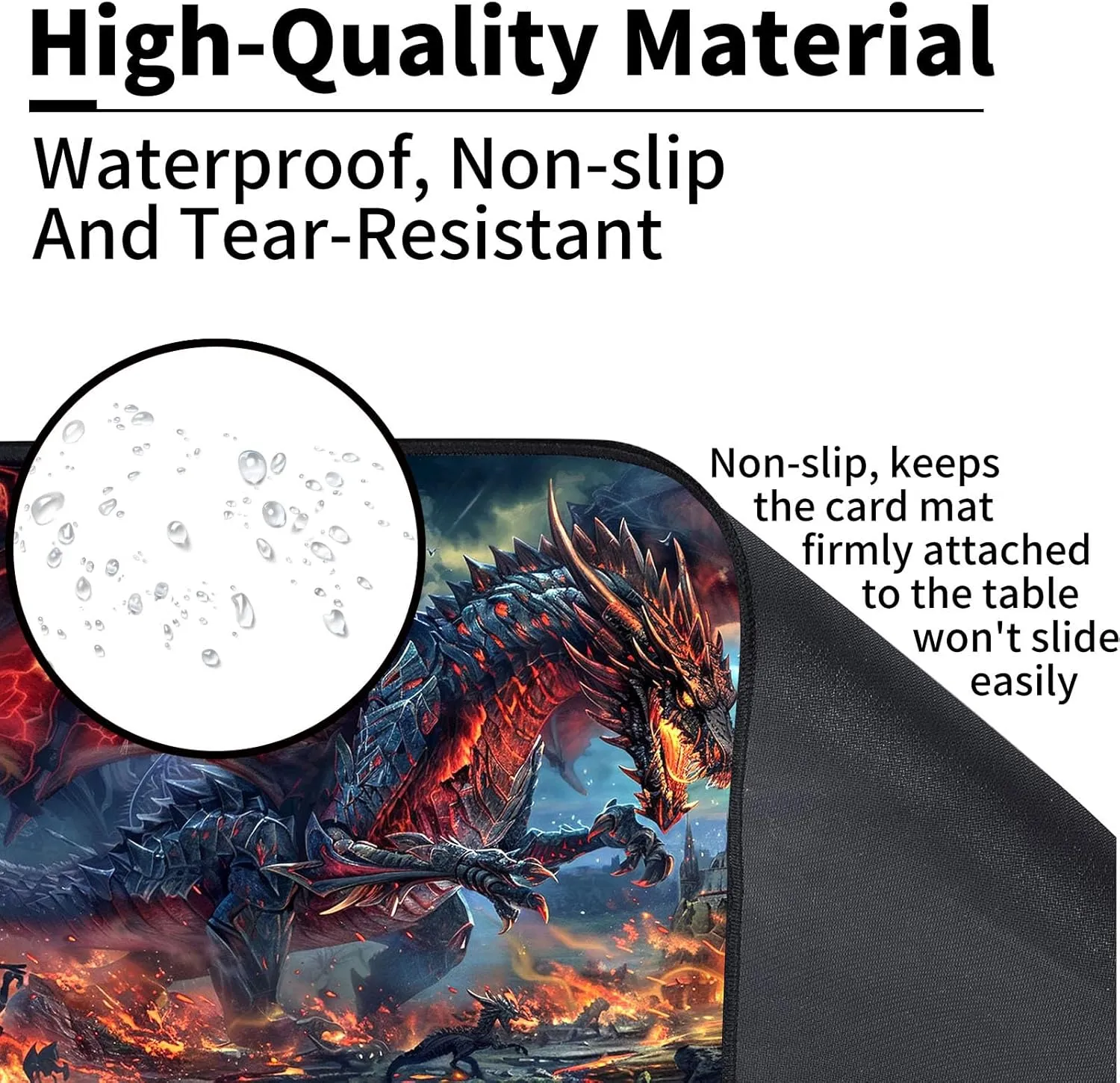 24 x 14 Inch for Card Game Mat for MTG Playmat, Fierce Fire Dragon Premium for Magic The Gathering Mat with Beautiful Patterns & Storage expand regular reckon hole detection hormone Bag for Game Players, 