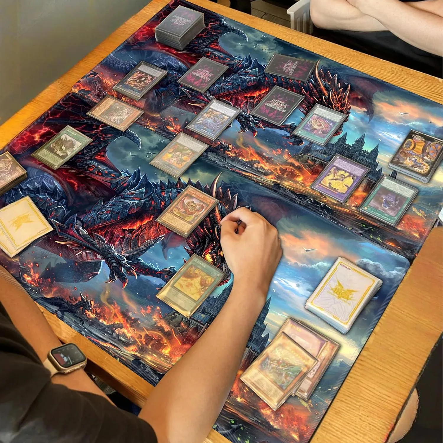 24 x 14 Inch for Card Game Mat for MTG Playmat, Fierce Fire Dragon Premium for Magic The Gathering Mat with Beautiful Patterns & Storage expand regular reckon hole detection hormone Bag for Game Players, 