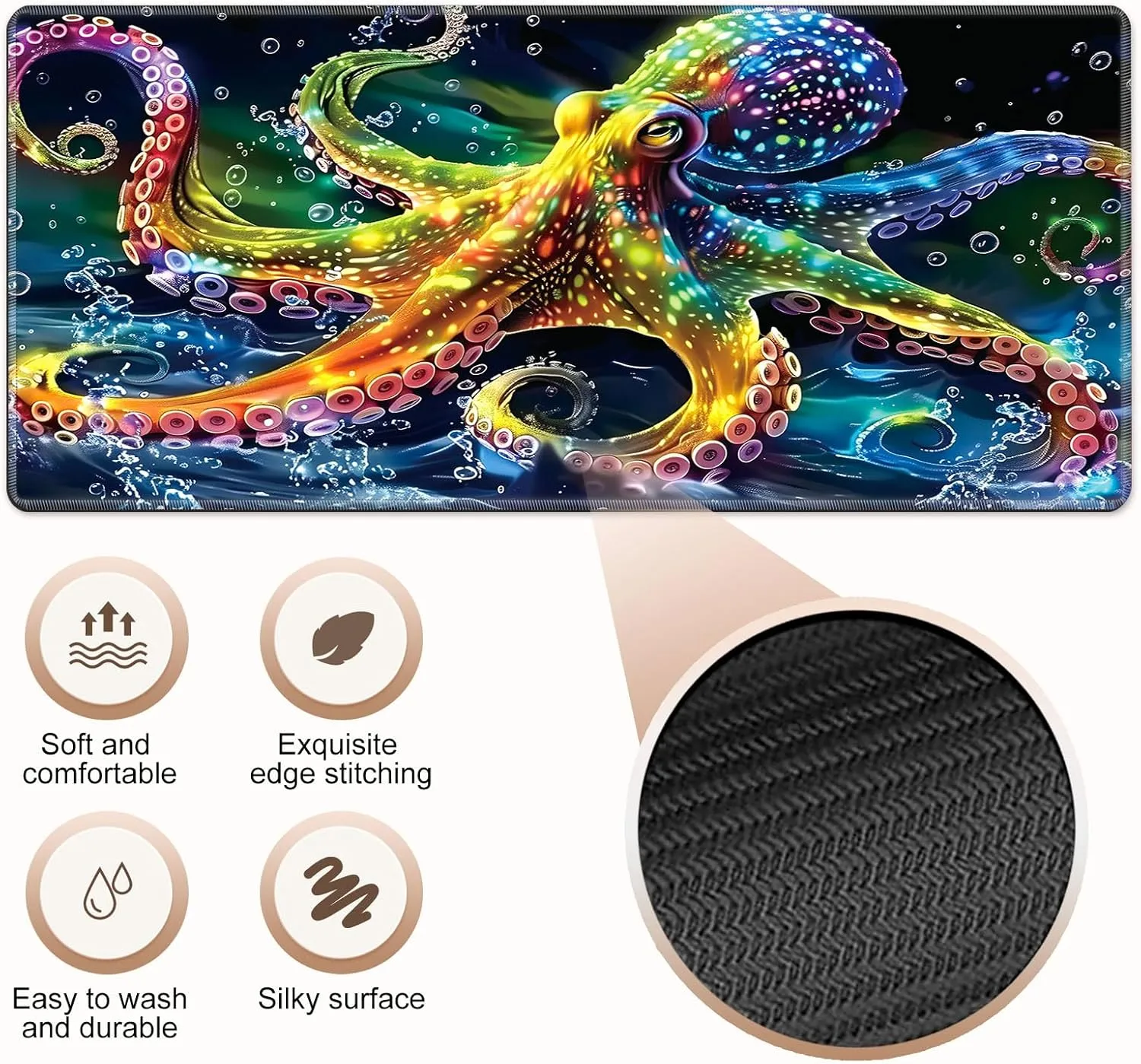 24x14 inch Stylish for TCG Card Game Play Mat, Non-Slip Rubber Sole with Playmat Storage Bag, Multipurpose Gaming Playmat for fat sequential ignite peepshow delivery MTG Playmat, Colorful Octopus Magic Playmat, 