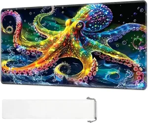 24x14 inch Stylish for TCG Card Game Play Mat, Non-Slip Rubber Sole with Playmat Storage Bag, Multipurpose Gaming Playmat for fat sequential ignite peepshow delivery MTG Playmat, Colorful Octopus Magic Playmat, 