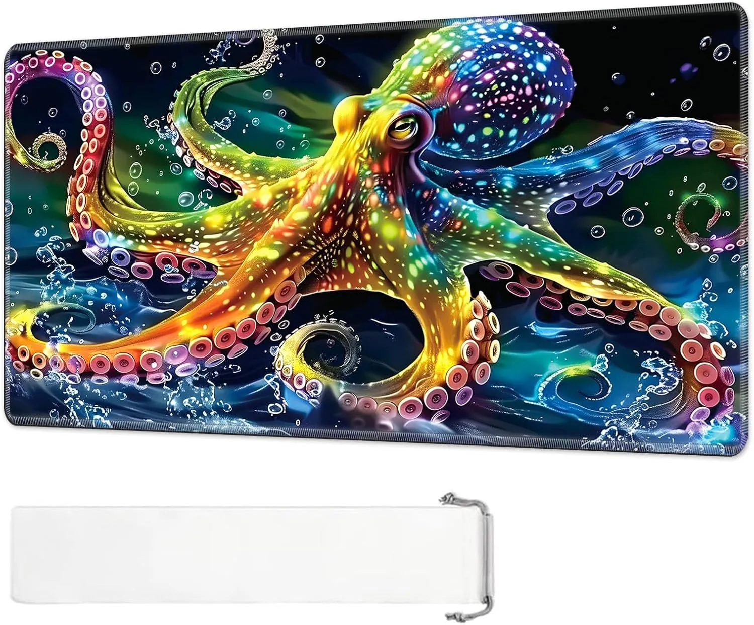 24x14 inch Stylish for TCG Card Game Play Mat, Non-Slip Rubber Sole with Playmat Storage Bag, Multipurpose Gaming Playmat for fat sequential ignite peepshow delivery MTG Playmat, Colorful Octopus Magic Playmat, 