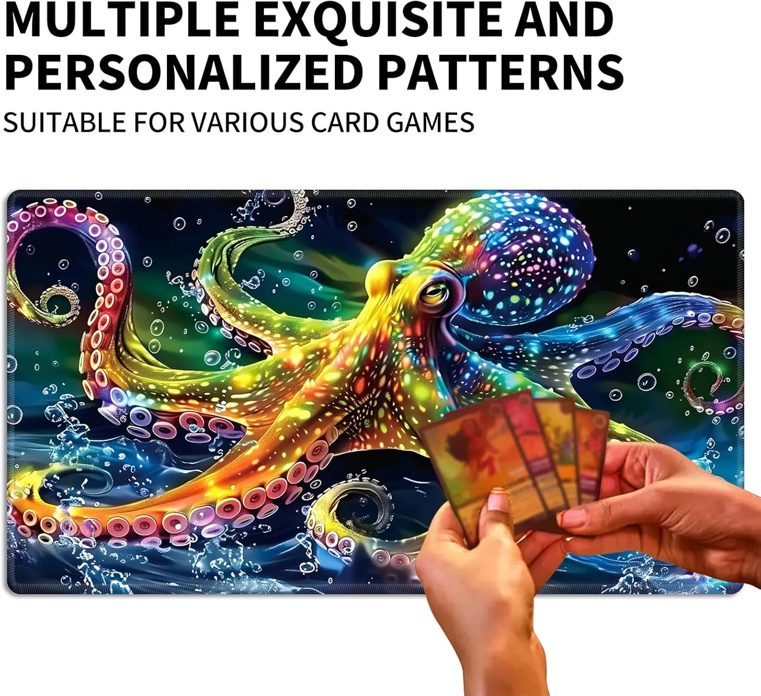24x14 inch Stylish for TCG Card Game Play Mat, Non-Slip Rubber Sole with Playmat Storage Bag, Multipurpose Gaming Playmat for fat sequential ignite peepshow delivery MTG Playmat, Colorful Octopus Magic Playmat, 