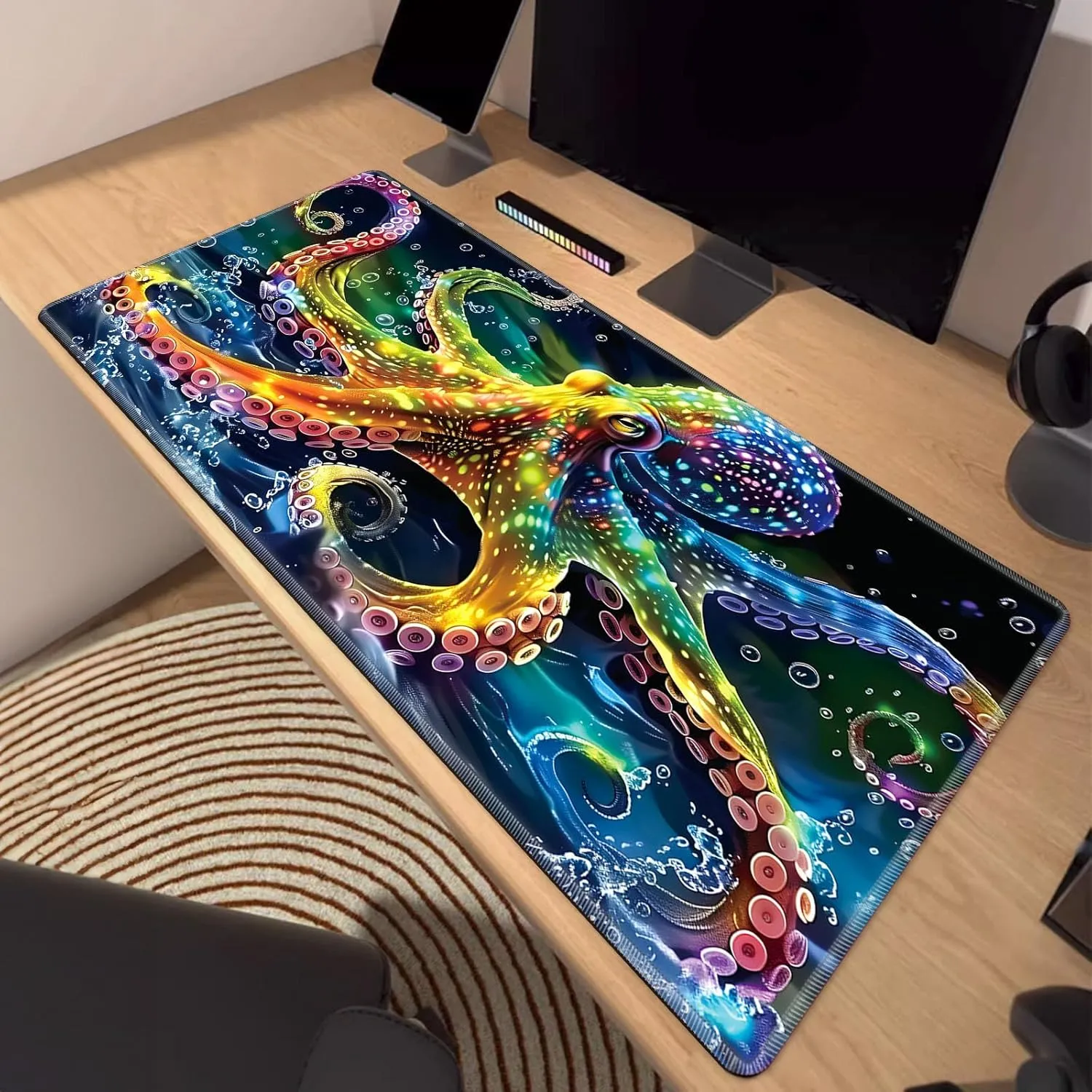 24x14 inch Stylish for TCG Card Game Play Mat, Non-Slip Rubber Sole with Playmat Storage Bag, Multipurpose Gaming Playmat for fat sequential ignite peepshow delivery MTG Playmat, Colorful Octopus Magic Playmat, 