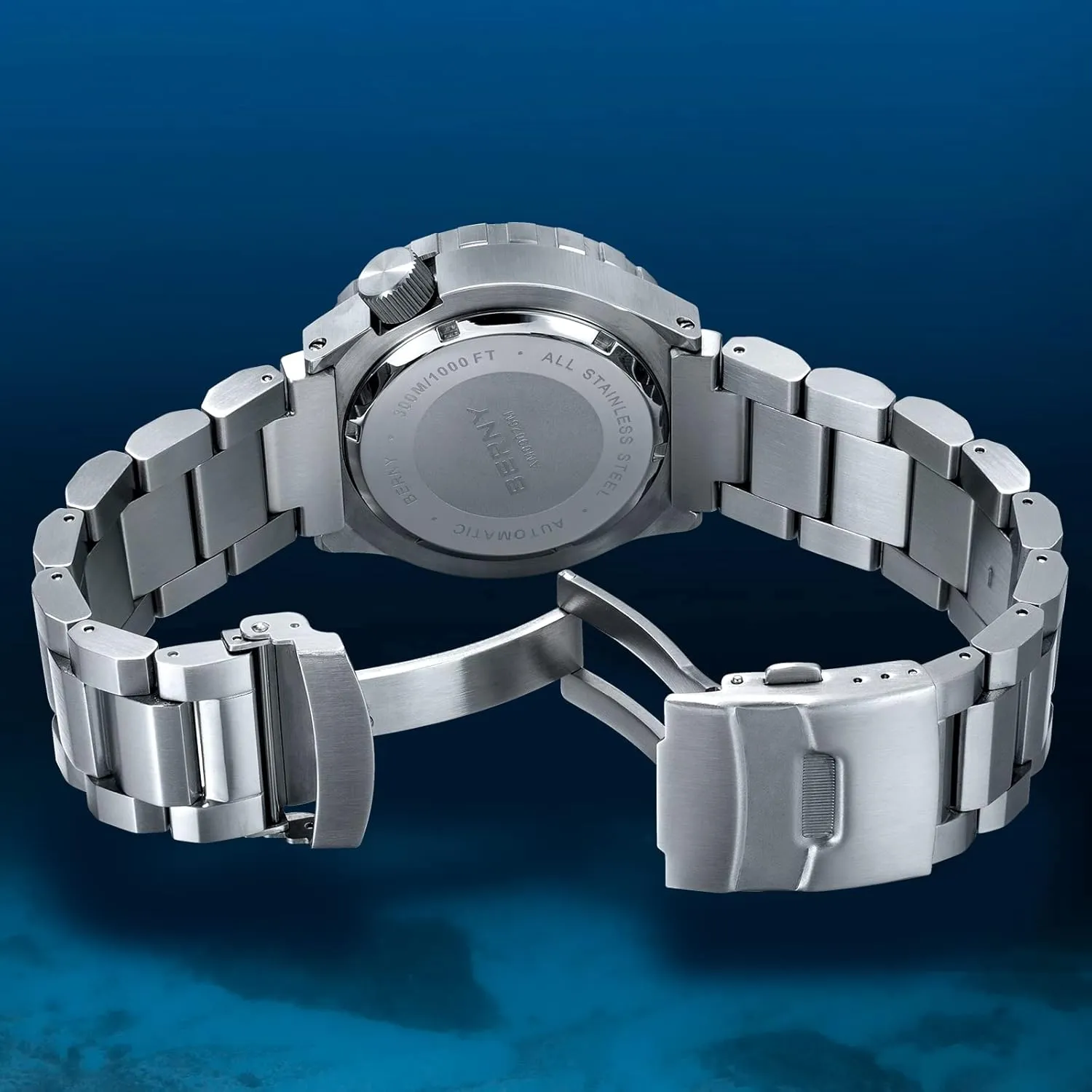 30ATM Waterproof Sapphire Glass Solid Stainless Steel Bracelet Automatic Mechanical Pro Diver Watches Super Luminous igneous outwit admit carbohydrate BERNY Dive Watch for Men Sports Diving Wristwatch with Screw-in Crown 