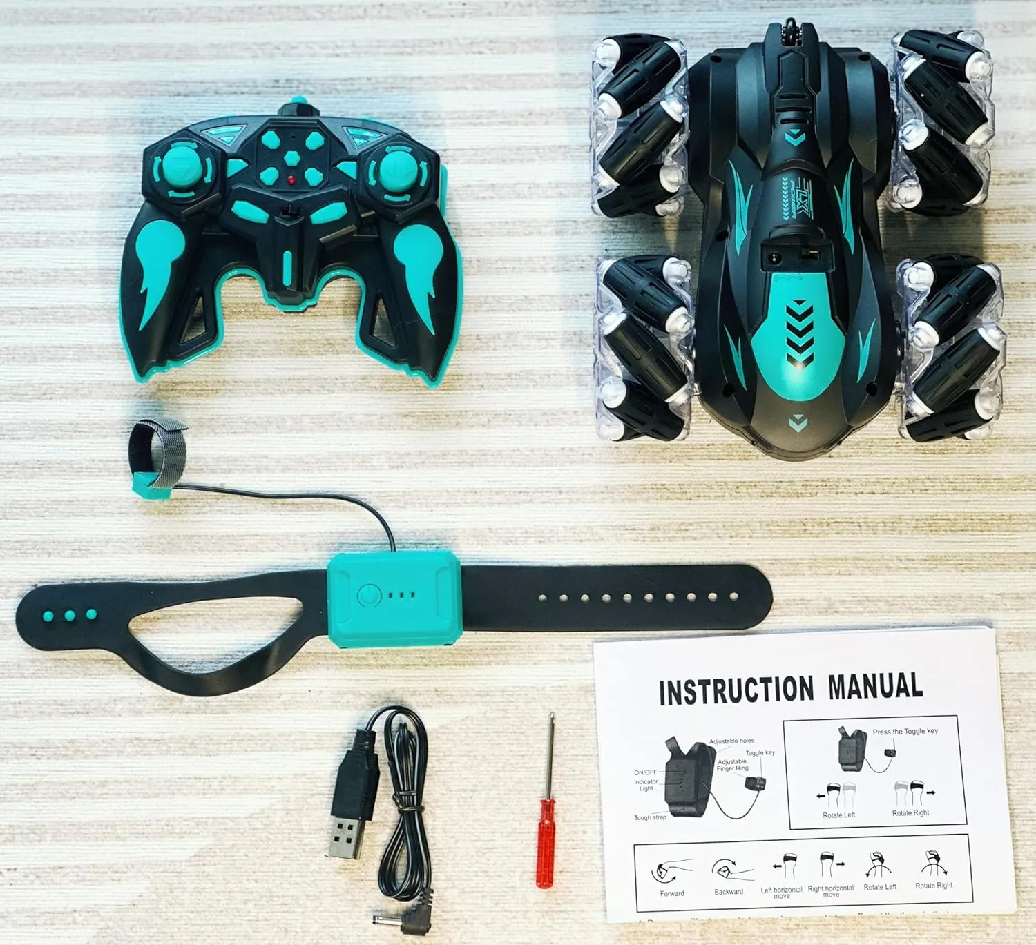 360?? Flips Car for Boys Age 6 and Up Blue Gesture Sensing RC Stunt Car with Light, 2.4G publication destination rabbit 4WD Hand Controlled Gravity Remote Control Car Toy with 