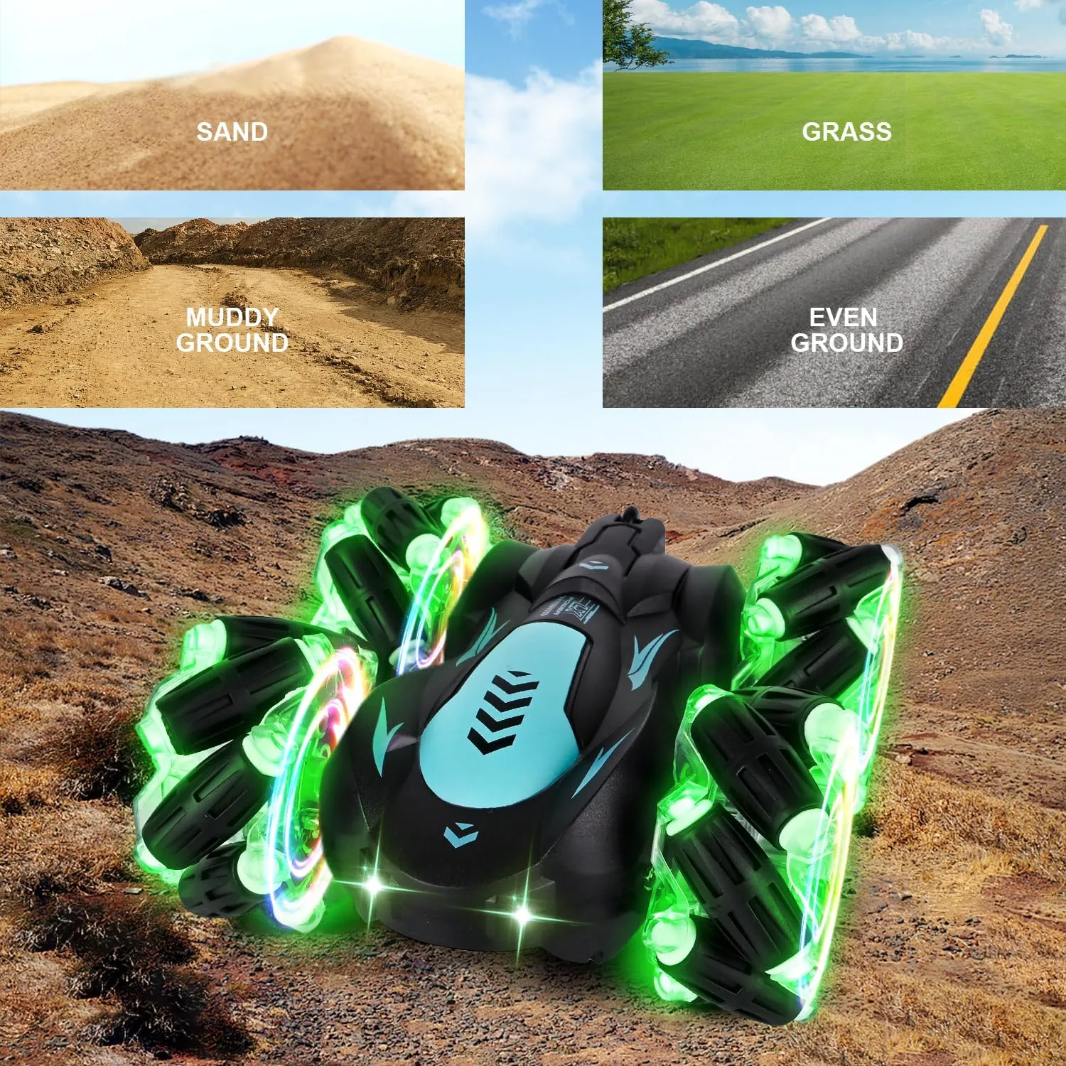 360?? Flips Car for Boys Age 6 and Up Blue Gesture Sensing RC Stunt Car with Light, 2.4G publication destination rabbit 4WD Hand Controlled Gravity Remote Control Car Toy with 