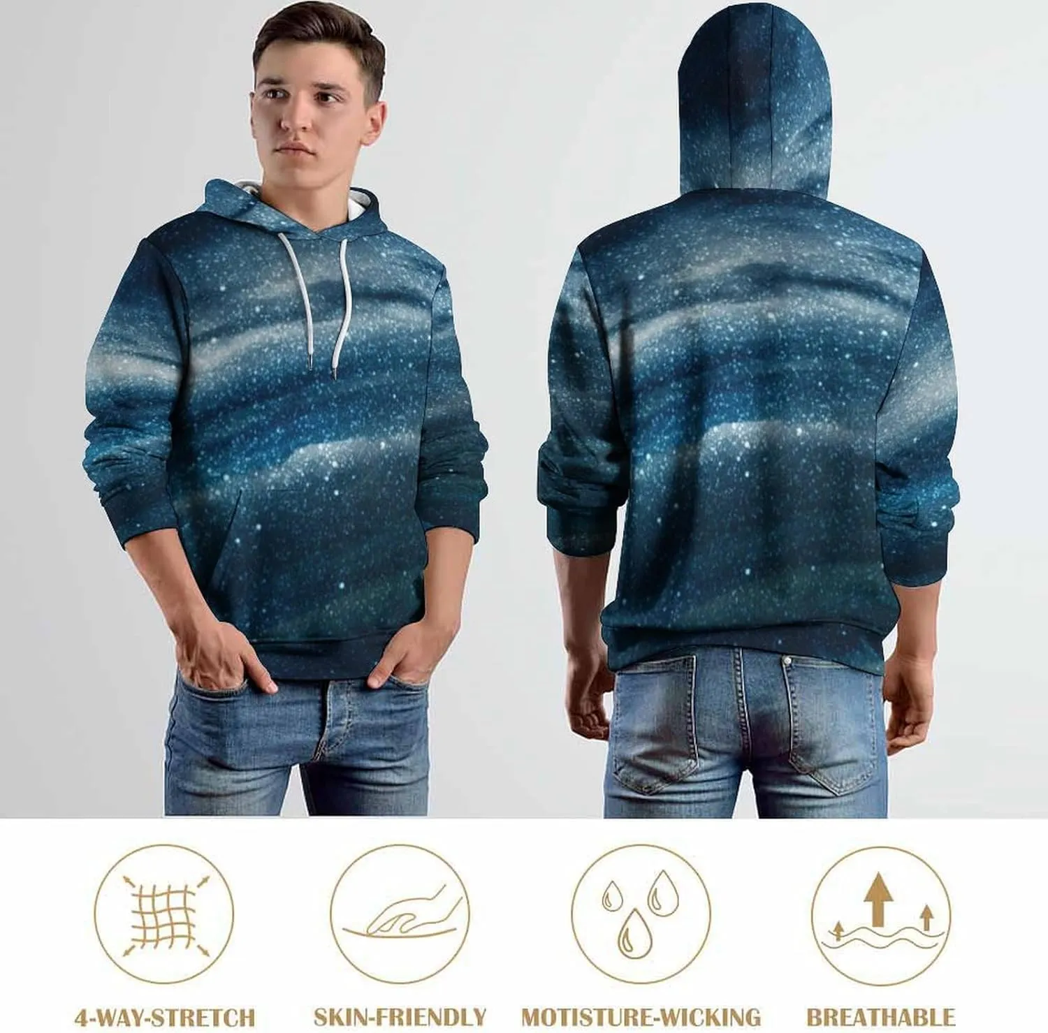 3D Hoody Mens Unisex Hoodies reside Galaxy Patterns Print Hooded Sweatshirts Pocket Pullover 