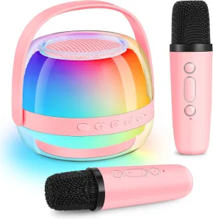 4 5 6 7 8 9 10 11 Year Old Girl Boy$ Portable Bluetooth Speaker with Colorful LED Lights and 2 Wireless Mics$ Toys for Ages 3-12$ Home Party (Pink) Karaoke Machine antifungal necrosis punctual clay conquest for Kids$ Birthday Gifts for 3 