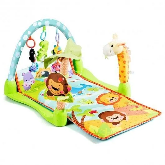 4-in-1 Baby Play Gym Mat with 3 Hanging Educational Toys - Color: Multicolor