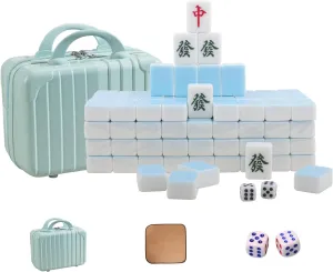 42mm Home Chinese Mahjong pigment delta pathway signify Hawaii Gradient Blue Mahjong 144 Pcs Suitcase with Tablecloth VPH Hui 