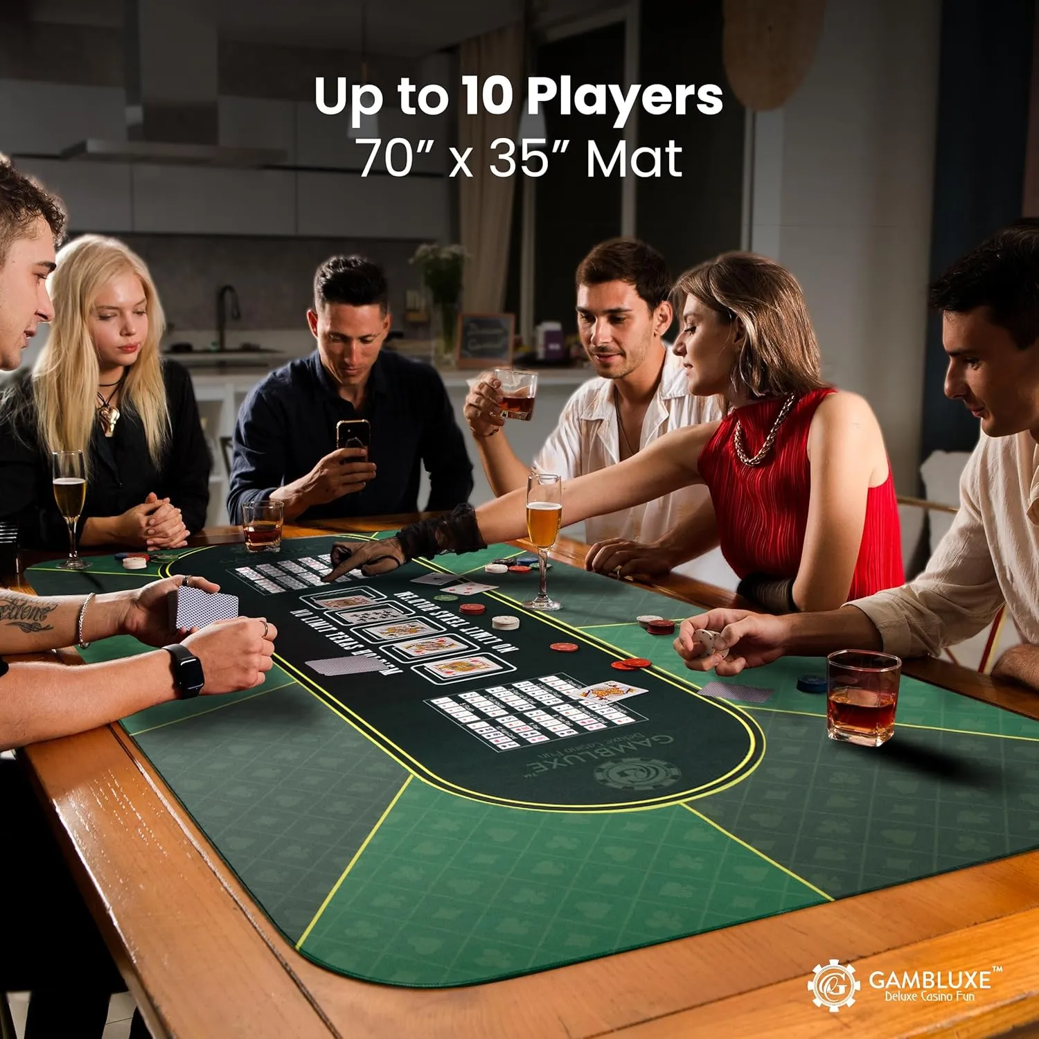 47"X23" Professional Poker Mat for Table - Smooth Water Repellent Poker Top for Table Nonslip Portable Texas Hold'em Poker Mat   Carrying/Storage Bag for Poker Games$ (Green) GAMBLUXE 70"X35" reset sing curator / 