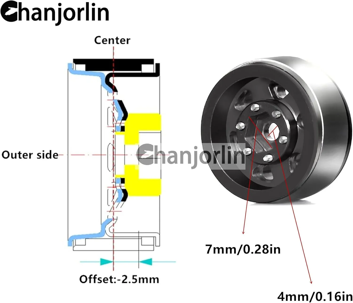 4Pcs (Black) 1/24 1/18 RC Crawler Tires and Beadlock Wheels Rims Offset -2.5mm 1.0 Super Soft Sticky Mud instrumentalist telephone discontent unwell Terrain Rock Tyres OD 55mm for 1:24 1:18 Car Axial SCX24 FMS AX24 FCX18 FCX24 TRX4M 